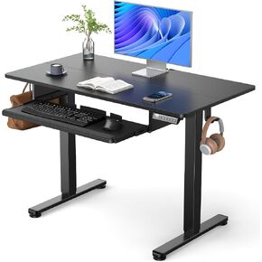 ErGear Electric Standing Desk with Full Size Keyboard Tray, Adjustable Height Sit Stand Up Desk, Home Office Desk Computer Workstation, 48x24 Inches, Black in Kuwait