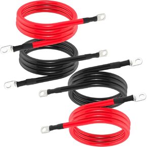 1/0 AWG Gauge Battery Cable Power Inverter Cables with 3/8 Inch lugs for Solar Marine RV Car Truck Tractor Motorcycle 2pcs (1FT) in Kuwait