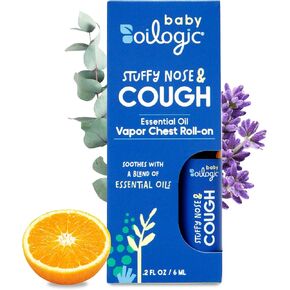 Oilogic Stuffy Nose & Cough, Vapor Essential Oil Chest Roll-On | Gentle Aromatherapy Essential Oils Soothes & Comfort - Pediatrician-Tested Baby Care Products - Mess-Free & Safe for Baby in Kuwait