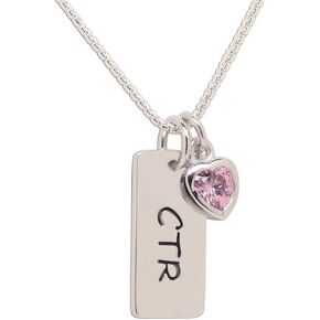Cherished Moments Girl's .925 Sterling Silver CTR Bar Necklace with Simulated Birthstone Heart Charm in Kuwait