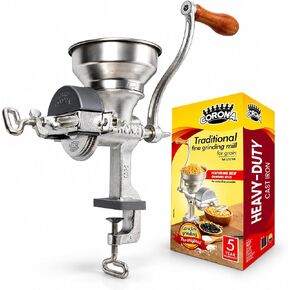 Corona Manual Grain Mill, Cast Iron Corn Grinder with Hand Crank for Corn, Wheat, Rice, Coffee & Spices, Adjustable Flour Mill for Home Kitchen Use in Kuwait