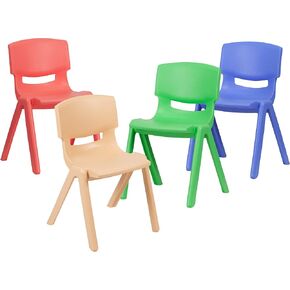 Flash Furniture Whitney 2 Pack Natural Plastic Stackable School Chair with 13.25" Seat Height in Kuwait