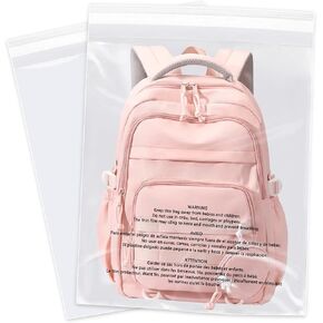 14" x 20" (100 Count) - Clear Poly Bags with Suffocation Warning Self Seal for Packaging, Shirts, Clothing & FBA - Permanent Adhesive in Kuwait