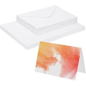 PATIKIL 80 Sets Pure Cotton Watercolor Cards 140lb/300 GSM Postcards with Envelopes for Art Painting Creative Thank Notes, 5x7 Inch Foldable Size in Kuwait