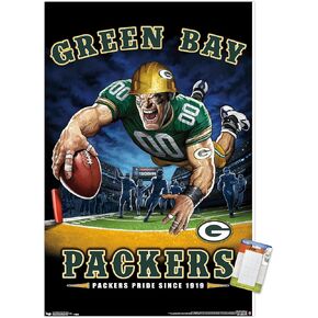 Trends International NFL Green Bay Packers - End Zone 17 Wall Poster, 22.375" x 34", Premium Poster & Mount Bundle in Kuwait