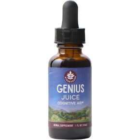 WishGarden Herbs Genius Juice - Liquid Herbal Nootropic Brain Booster Supplement for Focus, Clarity, Concentration & Energy with Ginkgo Biloba & Gotu Kola, Cognitive Support, No Caffeine, 2oz in Kuwait