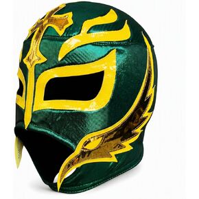 REY MISTERIO Lucha Libre Wrestling Mask (PRO - Fit) Green, Yellow & Golden Colors - Costume Wear by Make It Count in Kuwait