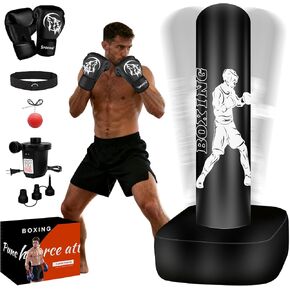 Standing Punching Bag for Adults 70" - Heavy Punching Boxing Bag with Boxing Gloves and Electric Air Pump, Men Women Stand Kickboxing Bags for Training MMA Muay Thai Fitness Beginners. in Kuwait