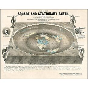Flat Earth Map of the Square and Stationary Earth - 11x14 1893 Map by Orlando Ferguson This Map Is of the World in Kuwait