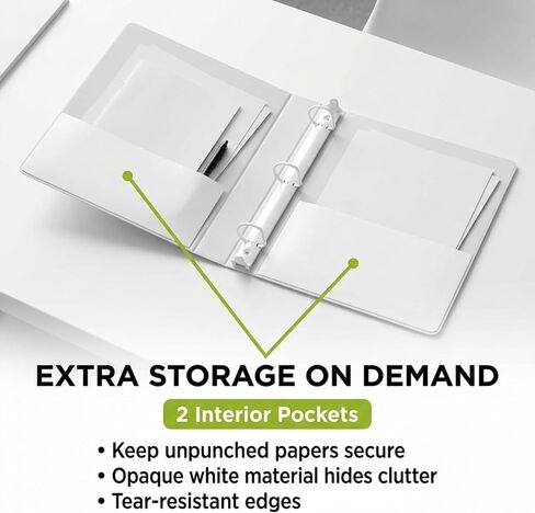 Ring Binder Depot 3، مجلد حلقي على شكل حرف D ذو زاوية احترافية مقاس 2.5 بوصة، مجلد عرض تقديمي للصفحات القياسية مقاس 8.5 × 11 مع جيوب، غلاف أبيض ذو رؤية واضحة كريستالية (عبوتان) in Kuwait