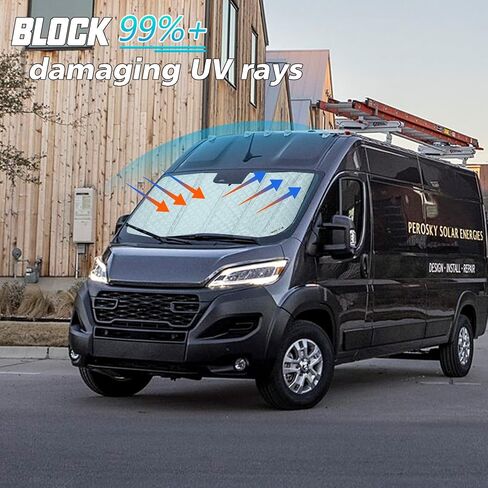 ROCCS الزجاج الأمامي ظلة الأشعة فوق البنفسجية عاكس ل 2014-2024 دودج رام ProMaster كامل الحجم البضائع فان الشاسيه الكابينة كوتاواي النافذة الأمامية الشمس الظل درع غطاء طوي عاكس الشمس قناع in Kuwait