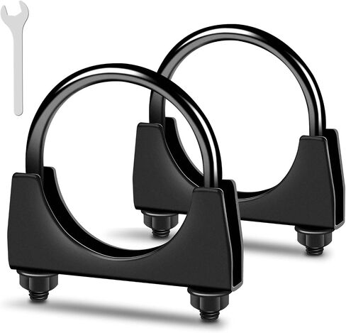 2Pcs Heavy Duty 2 inch Muffler Clamps Rustproof, 2" Exhaust Pipe Diameter, Black Saddle Style U-Bolt Clamp in Kuwait