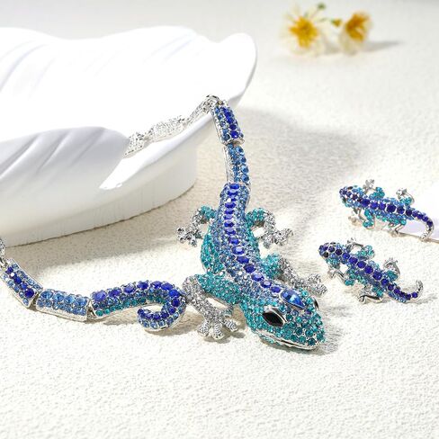 EVER FAITH Austrian Crystal Art Deco Gecko Lizard Necklace Earrings Set in Kuwait
