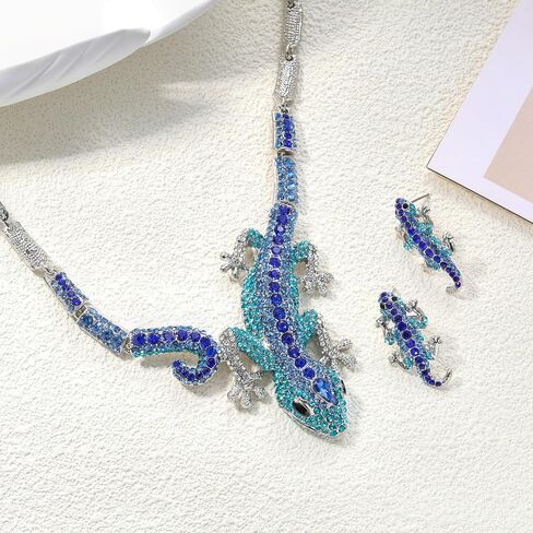 EVER FAITH Austrian Crystal Art Deco Gecko Lizard Necklace Earrings Set in Kuwait