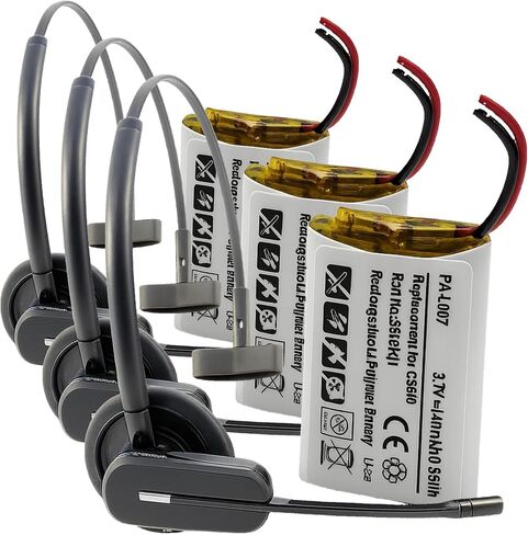 بطارية بديلة لإصلاح سماعات الرأس اللاسلكية Plantronics CS540 C054 لـ 86180-01، PL-86180-01 و84479-01، بطارية ليثيوم بوليمر قابلة لإعادة الشحن، LI-POL، 140 مللي أمبير in Kuwait