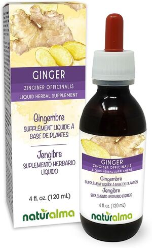 Naturalma Ginger (Zingiber officinalis) Rhizome Alcohol-Free Tincture 4 fl oz Liquid Extract in Drops | Herbal Supplement | Vegan | Product of Italy in Kuwait