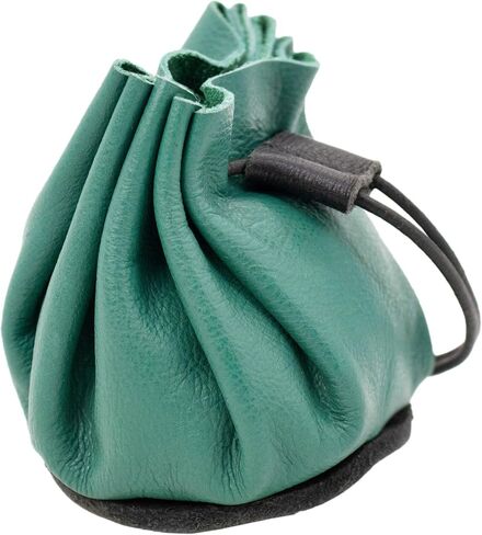 Mythrojan Medieval Jewelry Belt Pouch LARP Renaissance Waist Bag with Adjustable Strap, Suede Leather for Cosplay and Historical Reenactments - Dark Green in Kuwait