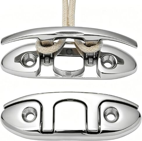 Boat Folding Cleat,Flip Up Marine Stainless Steel 4-1/2" Black Dock Fold Cleats W/Fasteners and Back Plates in Kuwait