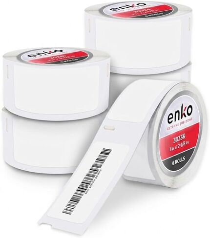 enKo متوافق مع ملصقات Dymo 30336 (1 × 2-1/8 بوصة) - 6 بكرات، 3000 ملصق لطابعة Dymo LabelWriter 450 Turbo و4XL - العنوان الحراري المباشر، ملصقات الشحن والرمز الشريطي in Kuwait
