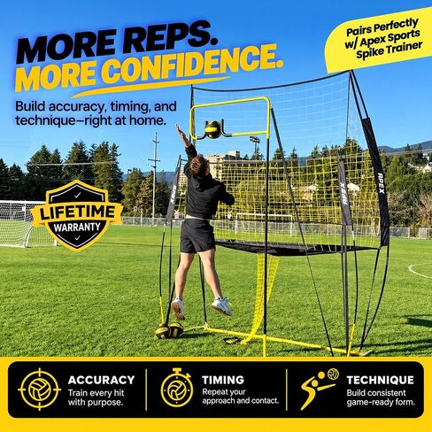 Apex Sports Volleyball Training Net System - Sturdy, Adjustable, and Portable | Improve Accuracy, Technique, and Skills | Ideal for Indoor/Outdoor Use | Easy Assembly & Storage | in Kuwait