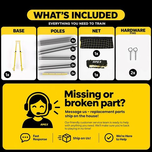 Apex Sports Volleyball Training Net System - Sturdy, Adjustable, and Portable | Improve Accuracy, Technique, and Skills | Ideal for Indoor/Outdoor Use | Easy Assembly & Storage | in Kuwait