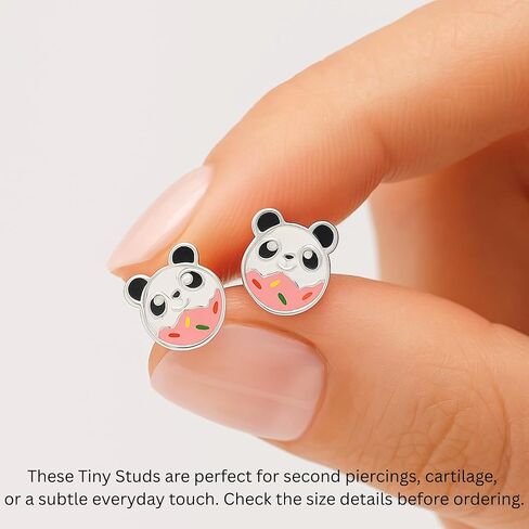 KIWI DAISY Panda Ball Sterling Silver Stud Earrings (Hypoallergenic) in Kuwait