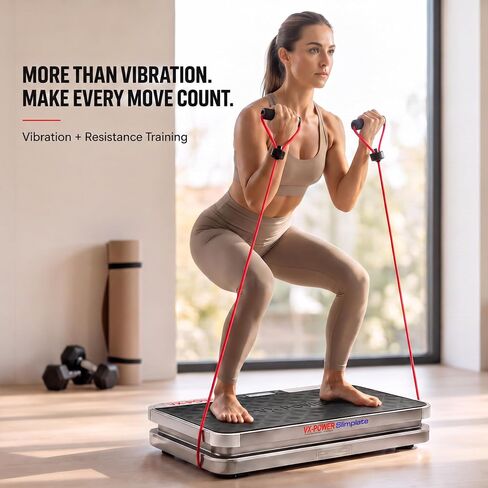VX-Power Slimplate Digital - Vibration Plate Whole Body Oscillating Vibration Platform Exercise Machine w/ Resistance Bands for Home Cardio, Shaping, Toning & Fitness, Bluetooth Speakers in Kuwait