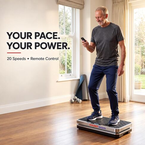 VX-Power Slimplate Digital - Vibration Plate Whole Body Oscillating Vibration Platform Exercise Machine w/ Resistance Bands for Home Cardio, Shaping, Toning & Fitness, Bluetooth Speakers in Kuwait
