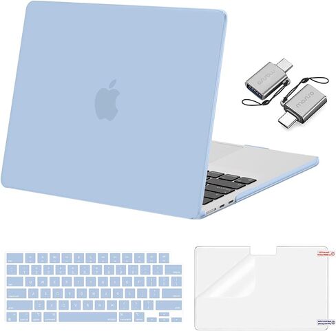 حافظة MOSISO متوافقة مع جهاز MacBook Air 15 بوصة إصدار 2023 2024 M3 A3114 M2 A2941 Liquid Retina Display Touch ID، حافظة بلاستيكية صلبة وغطاء لوحة مفاتيح وواقي شاشة ومحول من النوع C، أسود in Kuwait