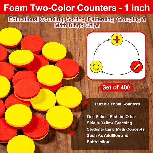 SEETOOOGAMES 1 inch Two-Color Counters, Red/Yellow, Educational Counting, Sorting, Patterning, Grouping & Math Bingo Chips, 200 Pieces in Kuwait