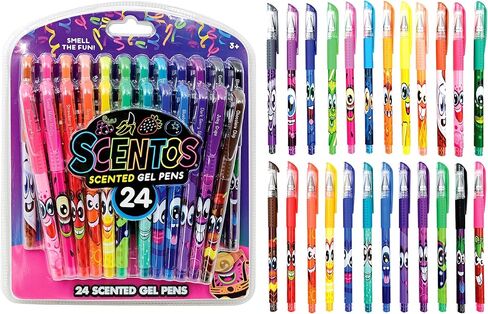 Scentos Scented Pens for Kids Ages 4-8 - Assorted Colored Pens for Note Taking, Drawing, & Writing - Fine Point Pens - Colorful Pens (24-Pack) in Kuwait