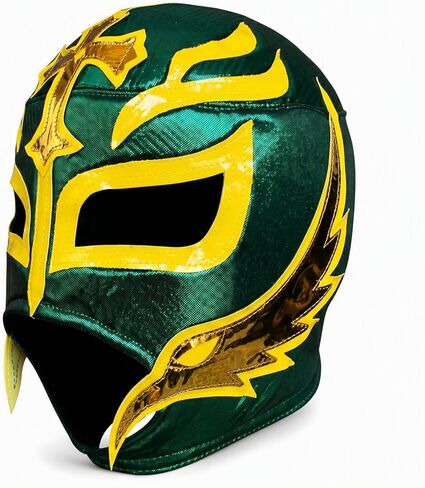 REY MISTERIO Lucha Libre Wrestling Mask (PRO - Fit) Green, Yellow & Golden Colors - Costume Wear by Make It Count in Kuwait