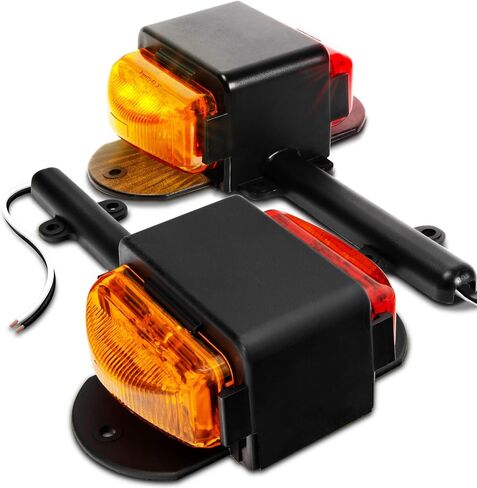 TRUE MODS 2 قطعة 7 بوصة كهرمان + أحمر LED مجموعة مصابيح حاجز المقطورة [معتمدة من وزارة النقل] [SAE P2] [IP67 مقاومة للماء] أضواء علامة إزالة المقطورة لسيارة مقطورة نقل القوارب in Kuwait