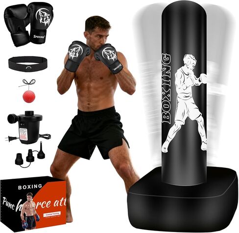 Standing Punching Bag for Adults 70" - Heavy Punching Boxing Bag with Boxing Gloves and Electric Air Pump, Men Women Stand Kickboxing Bags for Training MMA Muay Thai Fitness Beginners. in Kuwait