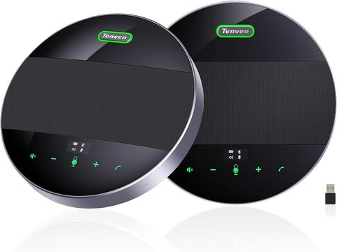 مكبر صوت مؤتمر Tenveo مع ميكروفون، بلوتوث/لاسلكي/USB متعدد الاتجاهات مكبر صوت بخاصية إلغاء الضوضاء، مكالمة جماعية 360 درجة تعمل مع فرق Skype Zoom لاجتماع عبر الإنترنت من 10 إلى 12 شخصًا in Kuwait