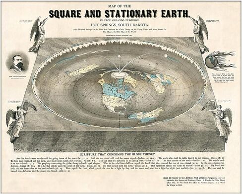 Flat Earth Map of the Square and Stationary Earth - 11x14 1893 Map by Orlando Ferguson This Map Is of the World in Kuwait