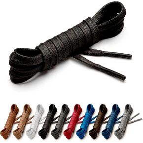 Benchmark Basics Dress Shoe Laces - 1/8" (3.5mm) Flat Waxed Cotton - Choice of Color & Length - 30", 33" or 36" (33", Black) in Kuwait