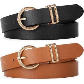 VONMELLI 2 Pack Kids Leather Belts for Girls Fashion O-Ring Buckle belts for Teen Girls Jeans school uniforms in Kuwait