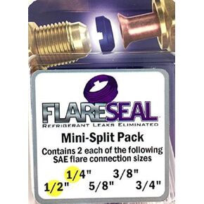 40 Pack Starter Leak Free SAE Flare Fitting Refrigerant Leaks Eliminated - Refrigeration, HVAC, Ductless, Schrader Valve or Mini Split (1/4", 3/8", 1/2", 5/8", 40 Pack Starter Kit in Kuwait