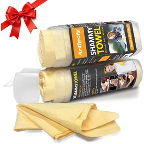Premium Shammy Towel for Car Drying 2pk (26"x17")-Super Absorbent Chamois Towel-Reusable shamies Towels for Cars, Bathroom,Pets, Dust Remove, No Spots/Streak/Scratch in Kuwait