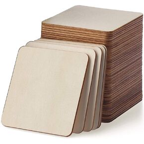 Unfinished Wood Pieces 80 Pcs 3"x3" inch Wood Board Wooden Squares Wooden Cutout Tiles, Rustic Craft Wood for Home Decoration, DIY Supplies in Kuwait