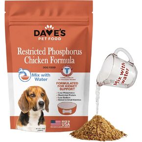 Dave's Pet Food Kidney Support for Dogs with Renal Support (Chicken Formula Crumble) Non-Prescription Low Phosphorus Restricted Diet Dog Food, Added Vitamins Minerals Taurine, Vet Formulated, 4 lb in Kuwait
