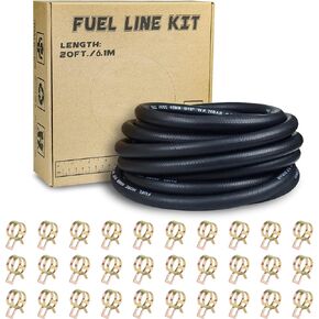 KeeYees 1/4"ID 20-Foot Fuel Line Hose with 30 Pcs Hose Clamps for Motorcycles, Cars, Lawn Mowers, Marine Boat Outboard in Kuwait
