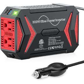BESTEK 300Watt Pure Sine Wave Power Inverter [30W PD USB-C] Car Adapter DC 12V to AC 110V with QC3.0 USB Ports, Multi-Protection Car Charger Power Inverter for Vehicles in Kuwait