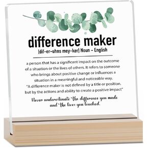 Difference Maker Definition Desk Decor, Thank You Gifts For Women Men, Appreciation Gifts, New Job Gifts, Inspirational Home Office Decor, Wood Plaque Sign With Stand (Hd06) in Kuwait