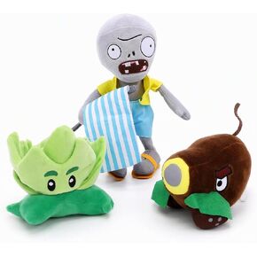 JHESAO 3 PCS Lettuce Plants and Zombies Plush Banner Zombies Toys PVZ Plush 1 2 Stuffed Soft Doll Coconut Cannon Plant Toy New in Kuwait