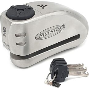 ARTAGO 32 State-of-the-art Disc Lock Without or With Alarm 120dB + Don't Touch Warning, Exclusive SAA Triple Locking, SRA Approved, Stainless Steel High-end Motorcycle Alarm Disc Brake Lock Anti-Theft in Kuwait