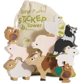 Le Toy Van Wooden Sunny Farm Stacker & Bag Educational Balancing Activity, Plastic Free, Toy Suitable for Age 18+ Months PL141 in Kuwait