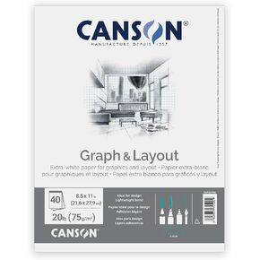 Canson Artist Series Graph and Layout Paper, 8 by 8 Blue Grid, Foldover Pad, 8.5x11 inches, 40 Sheets (20lb/75g) - Artist Paper for Adults and Students - Colored Pencil, Marker, Ink, Pen in Kuwait