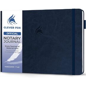 Clever Fox Notary Journal – Horizontal Notary Public Journal of Notarial Acts – Hardcover Notary Log Book – Notary Supplies – 378 Record Entries, Numbered Pages, Hardcover, 10"x7" (Dark Blue) in Kuwait